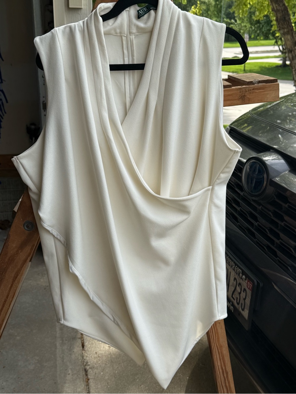 Ralph Lauren Cream Sleeveless Draped Shell